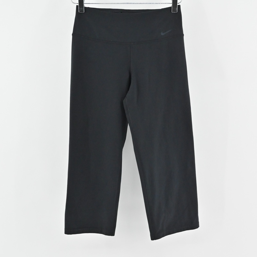 NIKE Pants Womens Size S Black Dri Fit Cropped Stretch Pull On Activewear